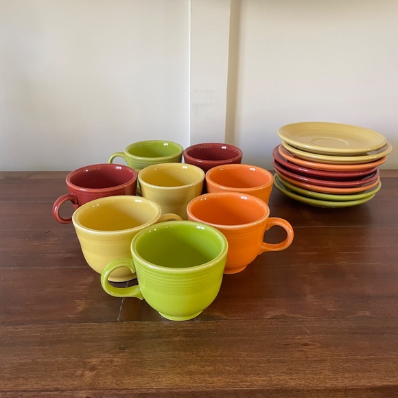 Fiesta Homer laughlin China set of 8 cups and saucers - Picture 2 of 9